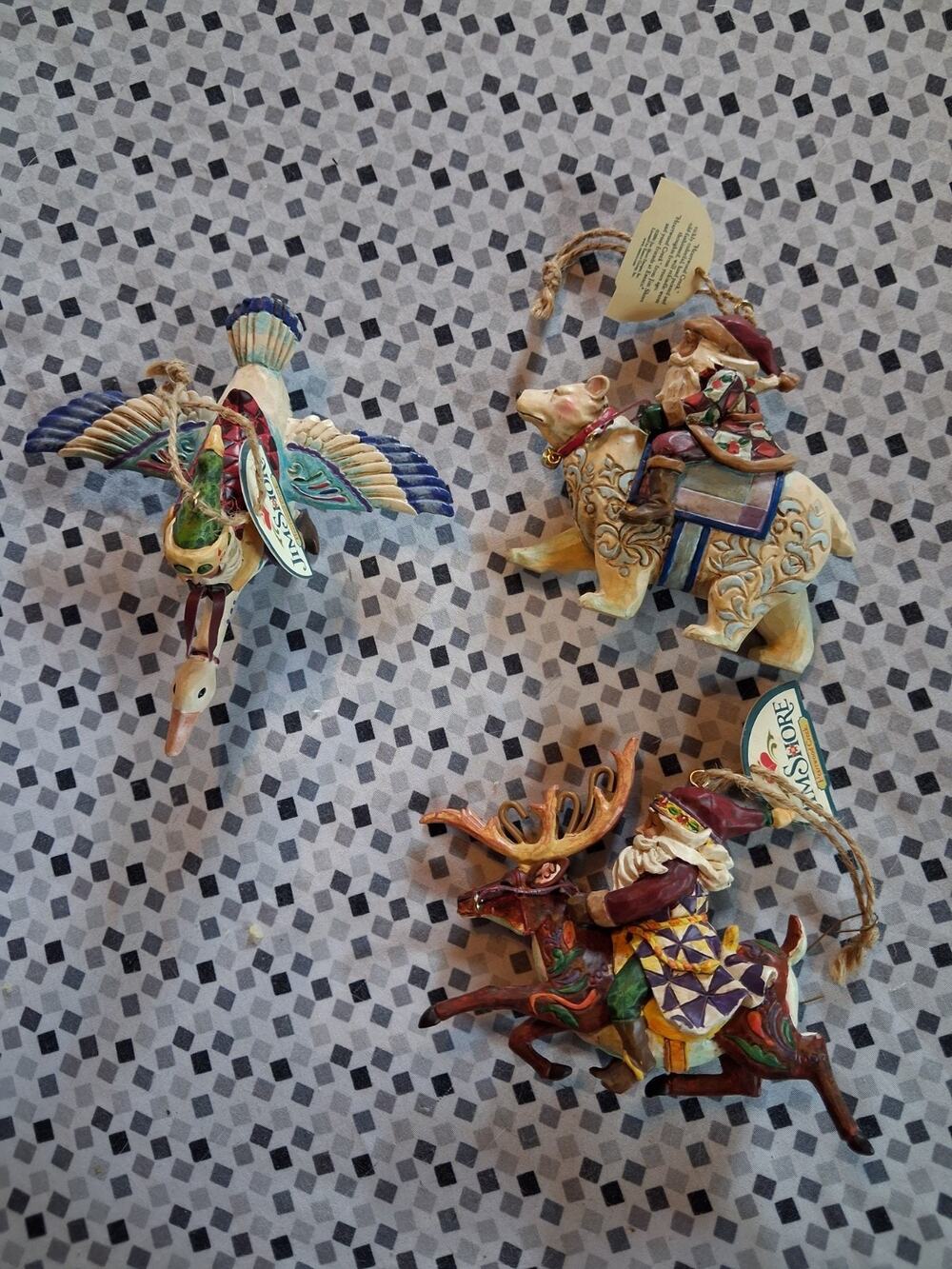 Lot Of 3 Jim Shore Heartwood Creek Ornaments. Santa On Animals